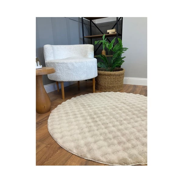 Béžový pratelný kulatý koberec ø 120 cm Bubbly – Oyo Concept-image-3