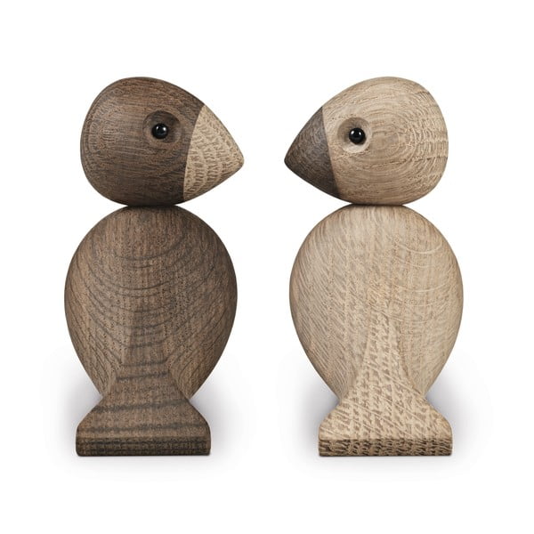 Sada 2 sošek z masivního dubového dřeva Kay Bojesen Denmark Lovebirds-image-3