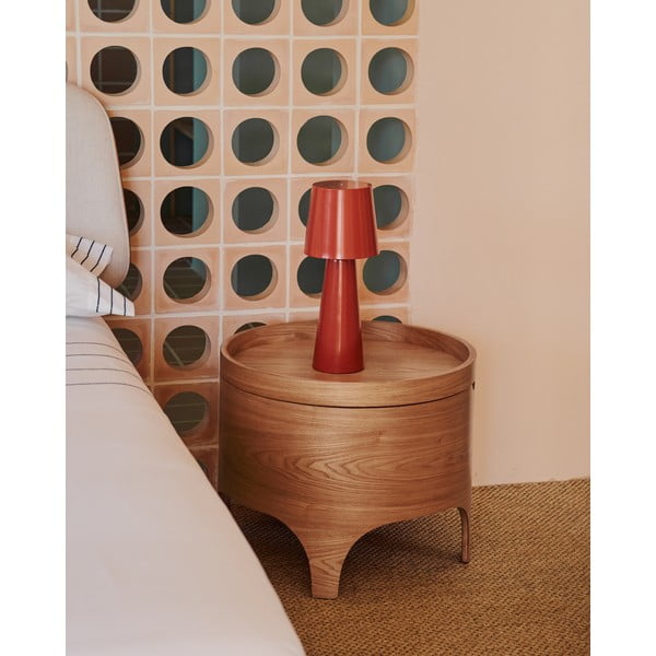 Noční stolek v dekoru jasanu v přírodní barvě Octavia – Kave Home-image-1