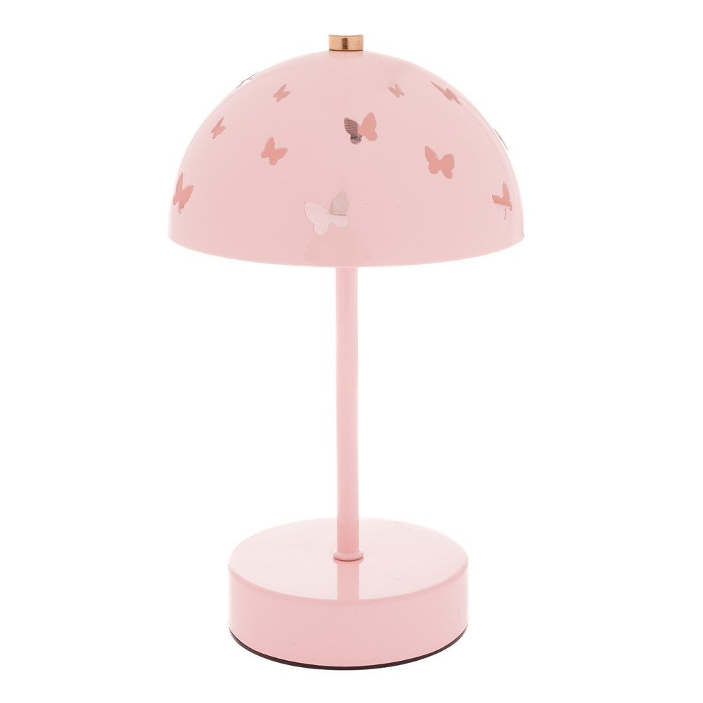 Ružová kovová detská stolná lampa Butterfly – Dakls