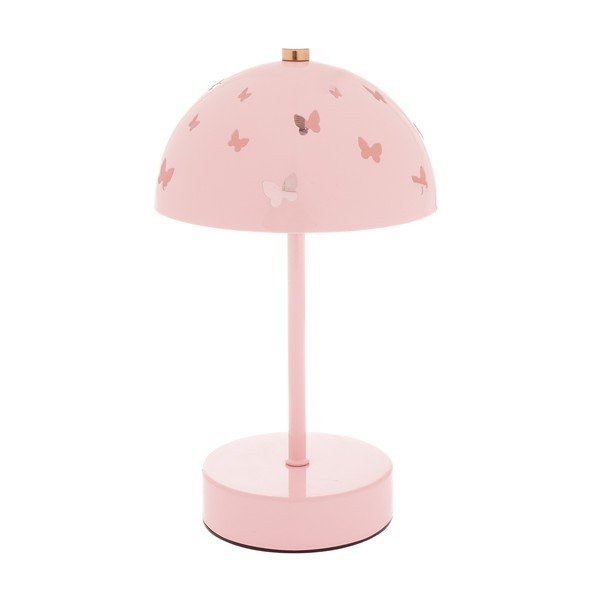 Růžová kovová dětská stolní lampa Butterfly – Dakls