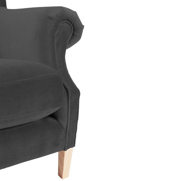 Antracitově šedé sametové křeslo ušák Max Winzer Harvey Velvet-image-4