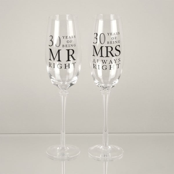 Sada 2 skleniček na šampaňské k 30. výročí Amore Mrs. Always Right, 180 ml