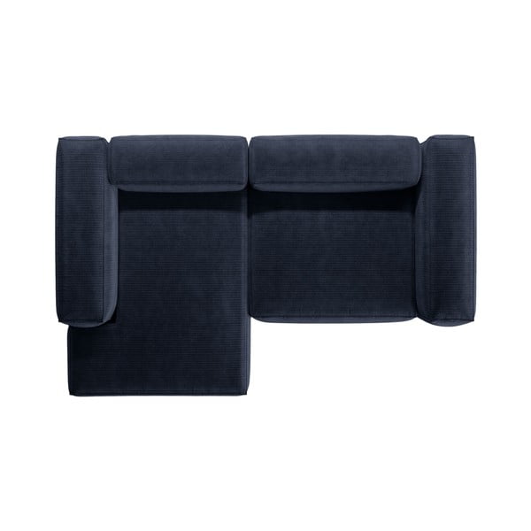 Tmavě modrá manšestrová rohová pohovka (levý roh/s lenoškou) Bergamo – Cosmopolitan Design-image-3