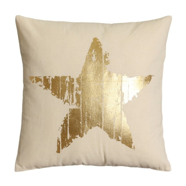 Bílozlatý polštář Star Gold, 45x45 cm