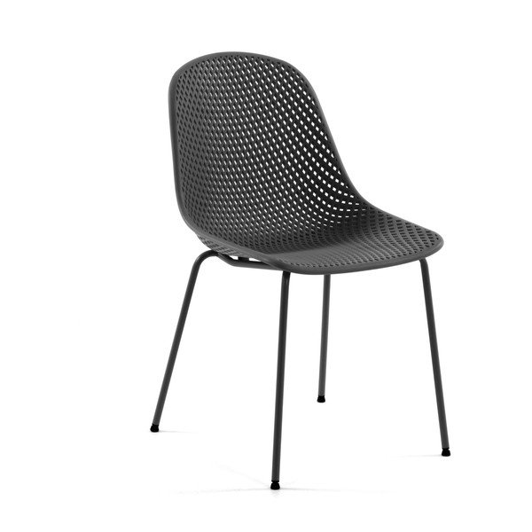 Tmavě šedá kovová zahradní židle Quinby – Kave Home