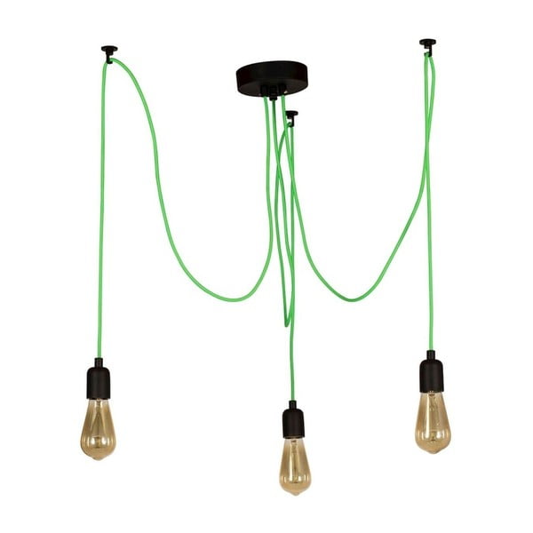 Zelené závěsné svítidlo Wire Hanging Lamp Larro, 3 žárovky