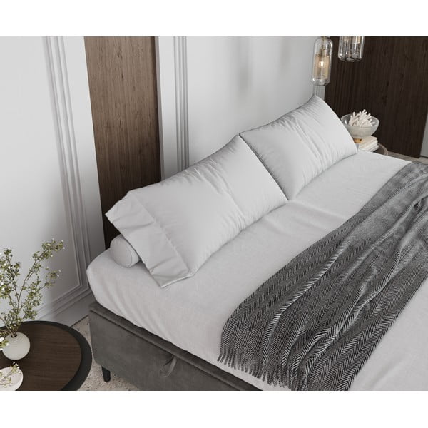 Světle šedá čalouněná dvoulůžková postel s úložným prostorem 180x200 cm Tate – Maison de Rêve-image-4