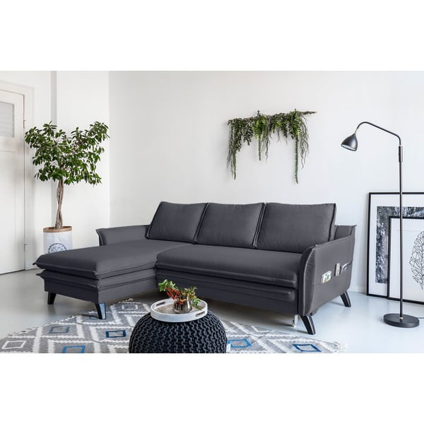 Antracitová rozkládací rohová pohovka Miuform Charming Charlie, levý roh-image-3