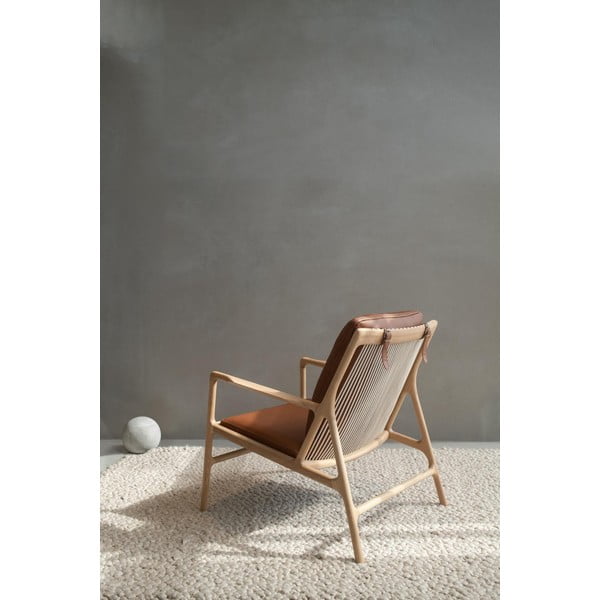 Kožené křeslo v hnědo-přírodní barvě Dedo – Gazzda-image-2