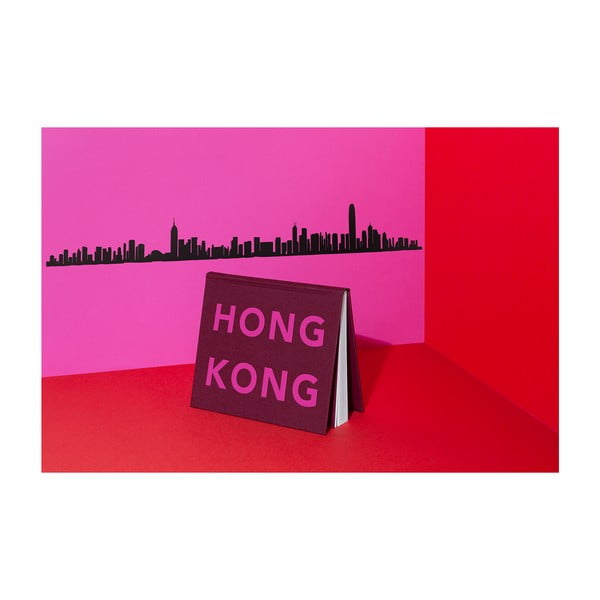 Černá nástěnná dekorace se siluetou města The Line Hong Kong XL