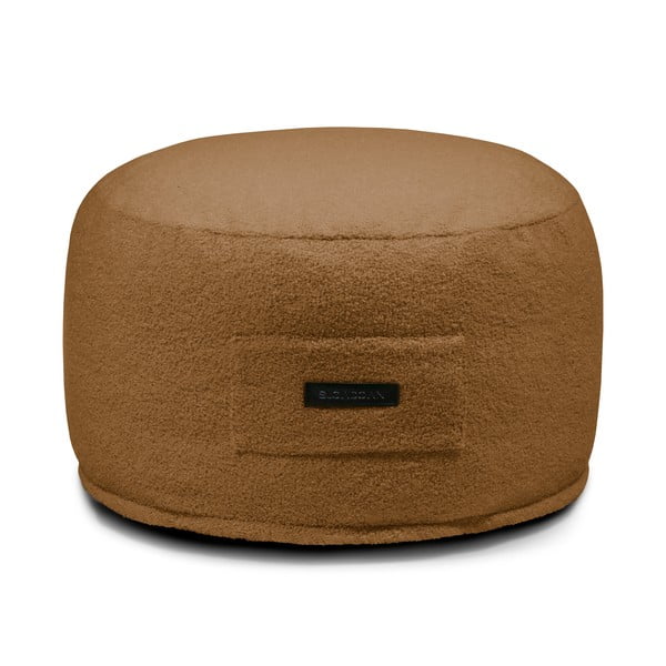 Hnědý taburet z textilie bouclé Om 60 – SLOWDOWN