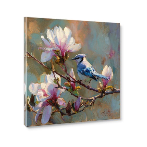 Tištěný obraz na plátně 32x32 cm Bluejay & Blossom – Styler-image-3