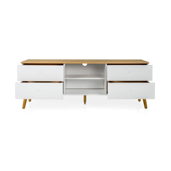 Bílý TV stolek s nohami z dubového dřeva Tenzo Dot, šířka 162 cm-image-4
