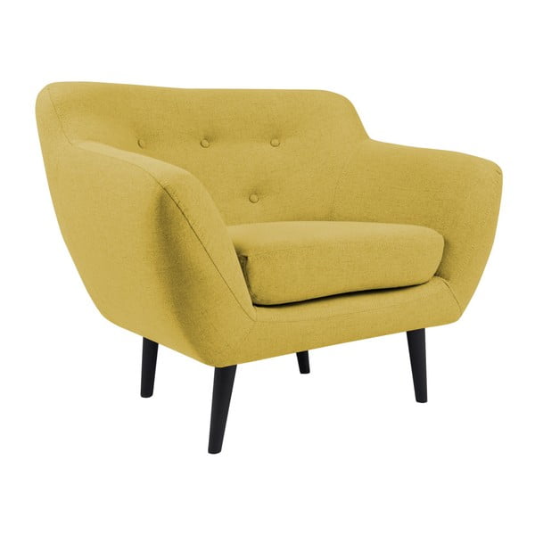 Žluté křeslo s hnědými nohami Mazzini Sofas Piemont-image-3