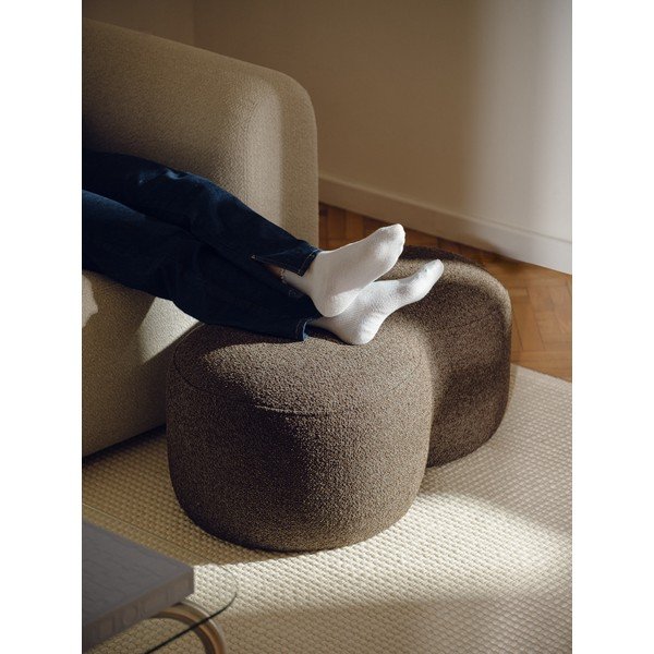 Tmavě hnědý taburet z textilie bouclé Umbo – noo.ma-image-2