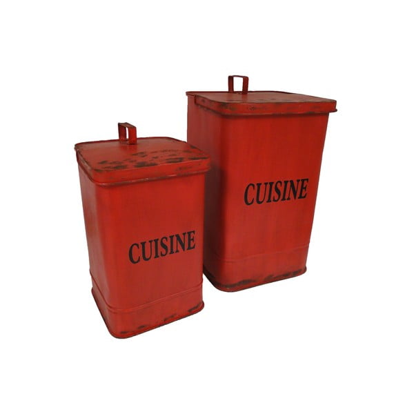 Sada 2 červených odpadkových košů Antic Line Cuisine