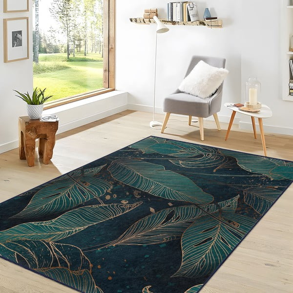 Pratelný koberec v petrolejové barvě 80x150 cm Midnight Jungle – Mila Home-image-2