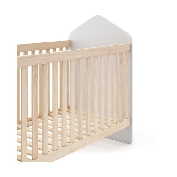 Bílá/přírodní postýlka v dekoru borovice 60x120 cm Estefania – Marckeric-image-4