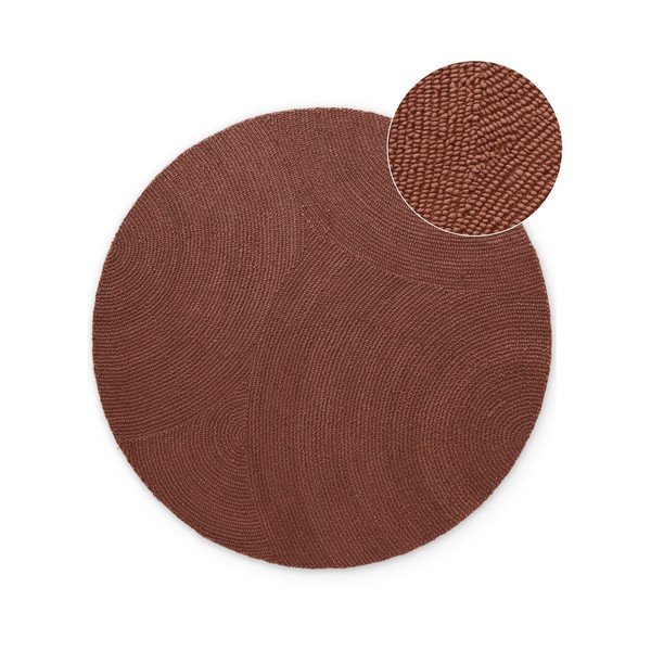 Ručně tkaný vlněný kulatý koberec v cihlové barvě ø 120 cm Calmio – Hanse Home