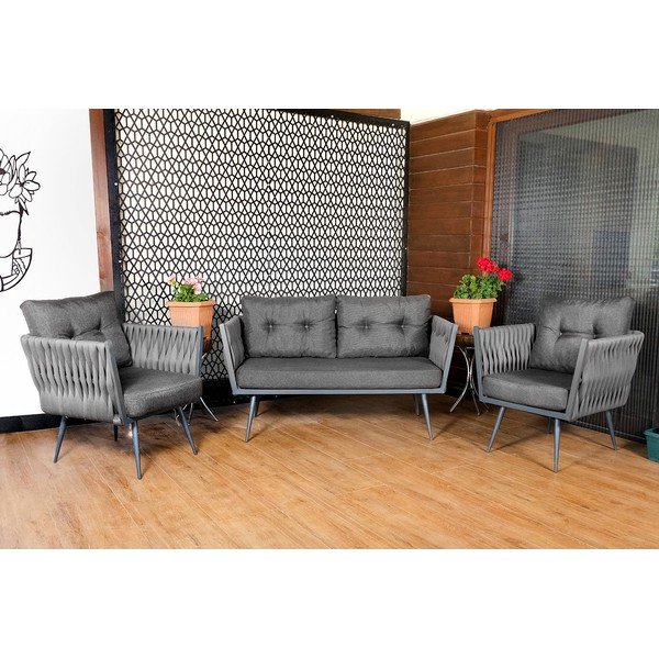 Šedý zahradní lounge set pro 4 Violet – Floriane Garden-image-2