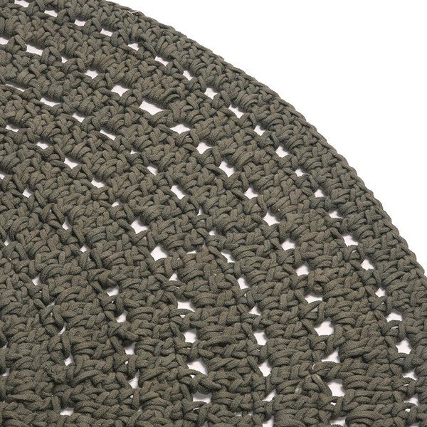 Tmavě zelený kruhový bavlněný koberec LABEL51 Knitted, ⌀ 150 cm-image-1