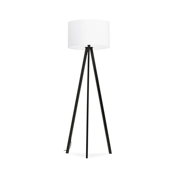Stojací lampa s černou konstrukcí a bílým stínítkem Kokoon Trivet