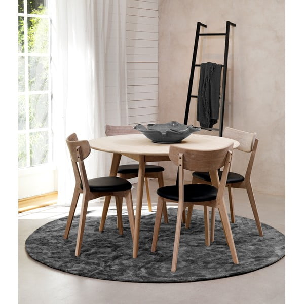 Hnědá dubová jídelní židle s černým sedákem Rowico Amia-image-1