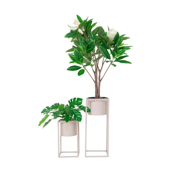 Sada 2 béžových kovových květináčů House Nordic Marla-image-1