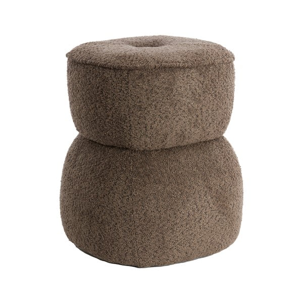 Hnědý taburet z textilie bouclé Leyla – Light & Living-image-3