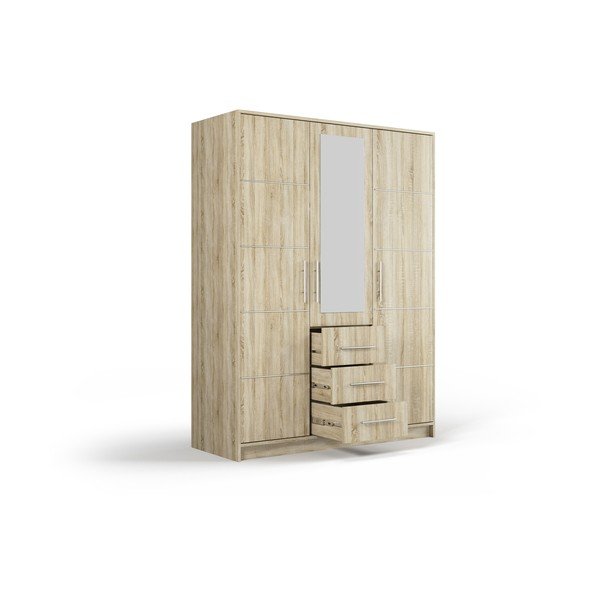 Šatní skříň v dekoru dubu se zrcadlem 147x200 cm Derry - Cosmopolitan Design-image-3