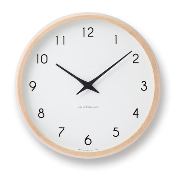 Nástěnné hodiny se světle hnědým rámem Lemnos Clock, ⌀ 29,4 cm