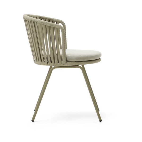 Béžová kovová zahradní židle Saconca – Kave Home-image-3