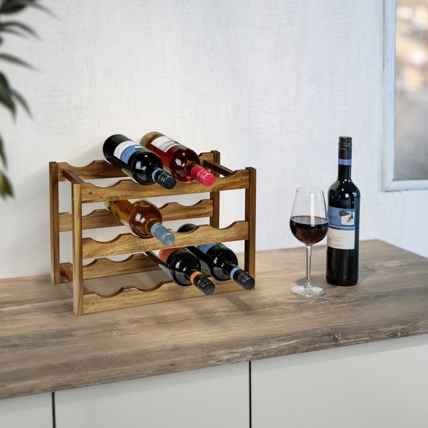 Regál na víno z masivu akácie v přírodní barvě počet lahví 12 42x28x21 cm Fondi – Wenko-image-1