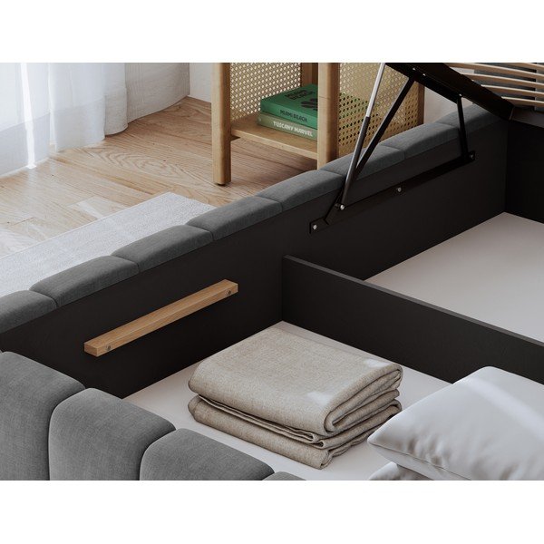 Šedá čalouněná dvoulůžková postel s úložným prostorem s roštem 180x200 cm Lamica – ELTAP-image-4