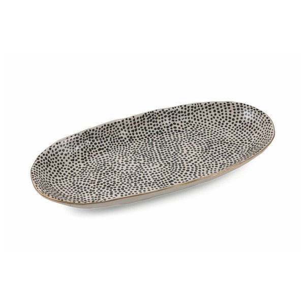 Černý oválný talíř z kameniny Villa d'Este Masai, délka 39 cm-image-1