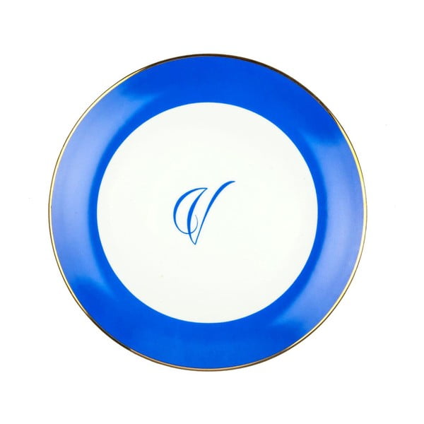 Modrobílý porcelánový talíř Vivas Suply, Ø 28 cm