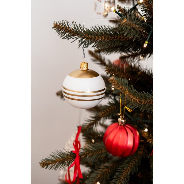Sada 3 skleněných vánočních ozdob v bílo-zlaté barvě Ego Dekor-image-1