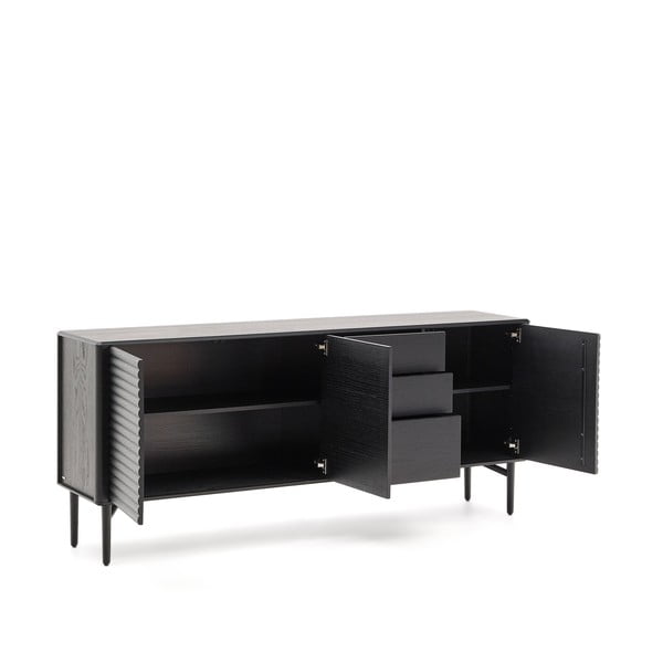 Černá komoda v dekoru dubu 200x86x45 cm Lenon – Kave Home-image-2