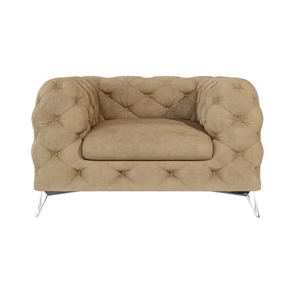 Světle hnědé sametové křeslo Chelsea – Ropez-image-1