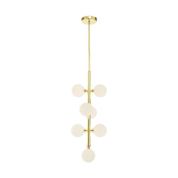 Bílé/ve zlaté barvě kovové závěsné svítidlo se skleněným stínidlem ø 27 cm Trieste – Premier Housewares-image-3