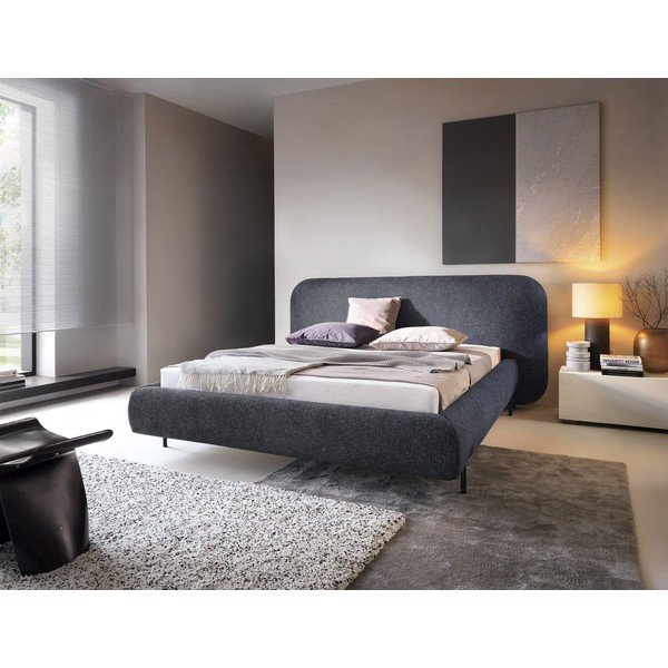 Modrá čalouněná dvoulůžková postel s úložným prostorem s roštem 160x200 cm Pointt – ELTAP-image-1