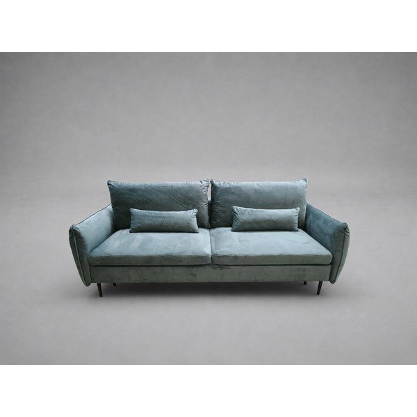 Sametová rozkládací/s úložným prostorem pohovka v petrolejové barvě 222 cm Vermont - II. jakost – Cosmopolitan Design-image-1