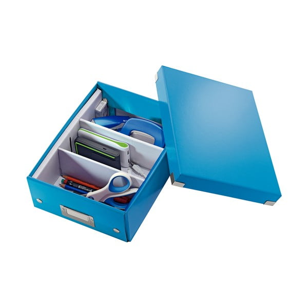 Modrý kartonový úložný box s víkem Click&Store - Leitz-image-3