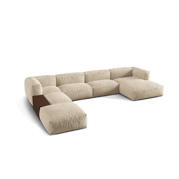 Béžová sametová modulární rohová pohovka (levý roh/do "U") Martina – Micadoni -image-2