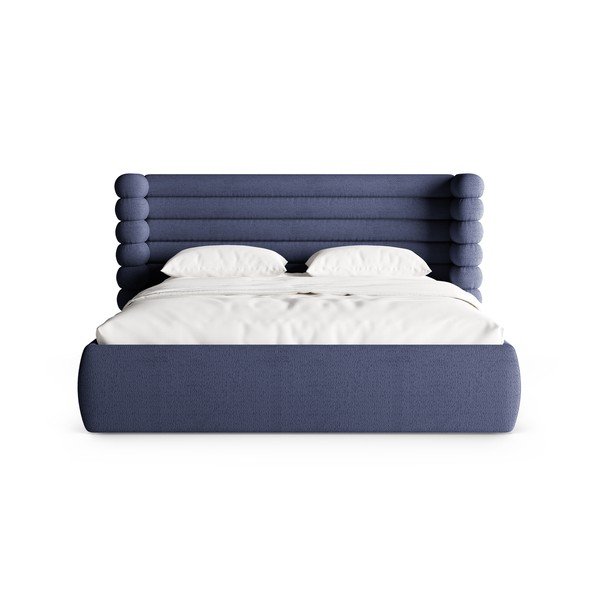 Modrá čalouněná dvoulůžková postel s úložným prostorem s roštem 180x200 cm Mount – Micadoni -image-4
