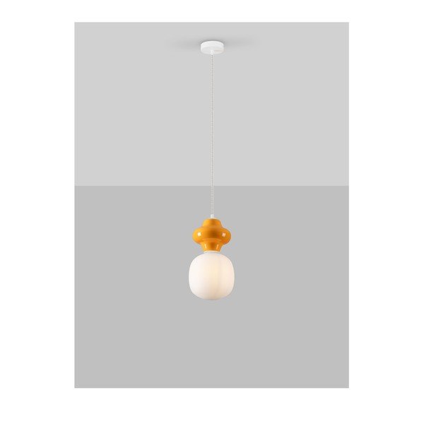 Bílé/oranžové keramické závěsné svítidlo se skleněným stínidlem ø 18 cm Clio – Nova Luce-image-4