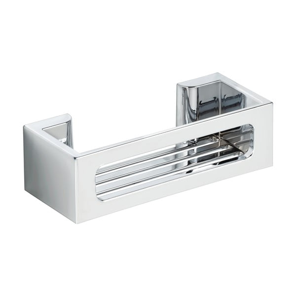 Stříbrná samodržící plastová koupelnová polička Bralia - Wenko-image-2