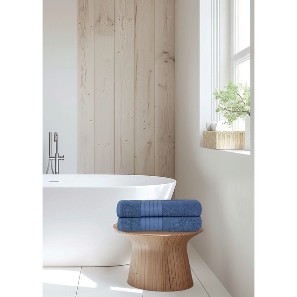 Modré froté bavlněné osušky v sadě 2 ks 70x140 cm – Good Morning-image-2