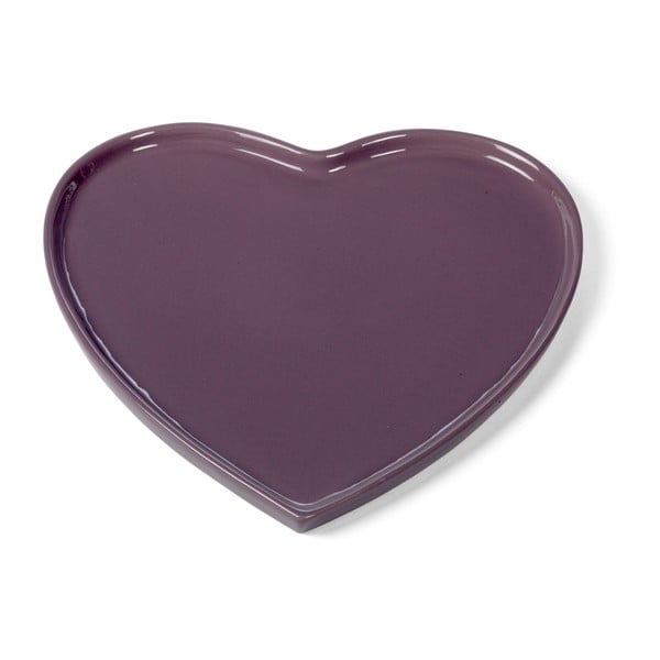 Talíř ve tvaru srdce, 26 cm, fialový